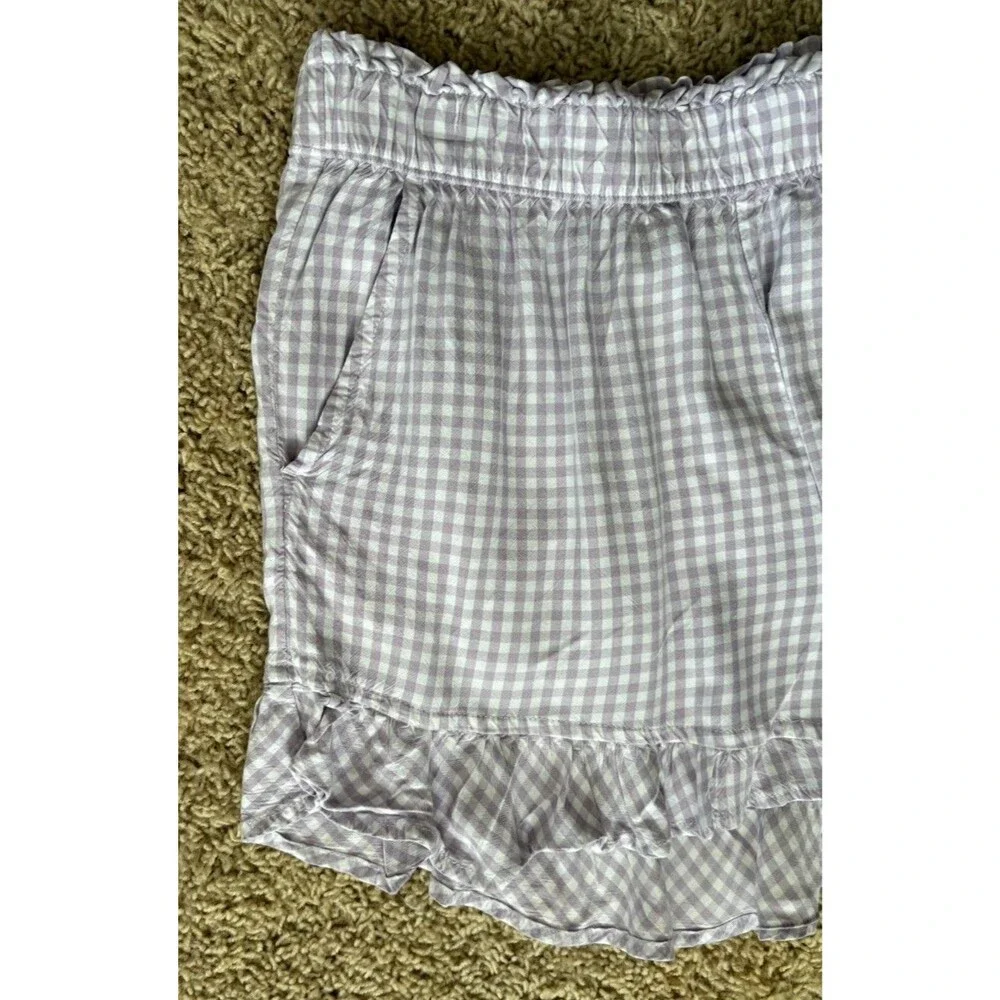 Hollister Ultra High-Rise Ruffle Shorts Lavender Gingham Check Women's Medium